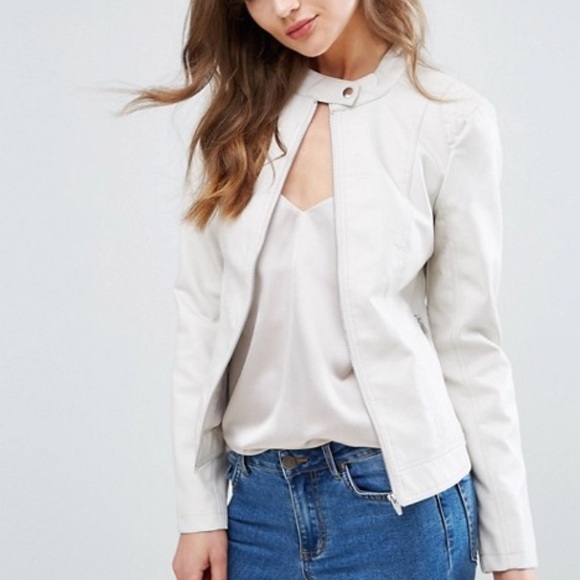 ASOS Jackets & Blazers - Never worn, light gray leather jacket. Size S.